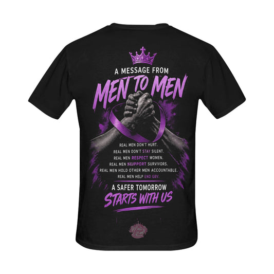 Men Against GBV shirt, message on the back