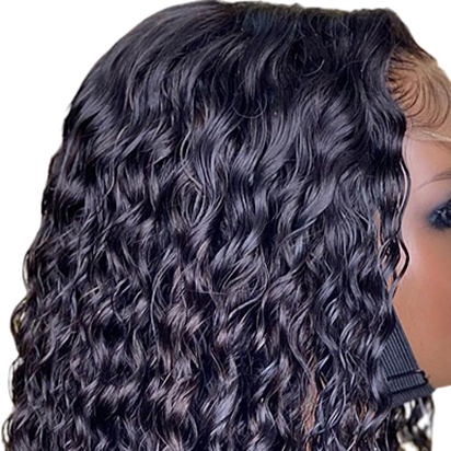Yoyo Crown long black curly lace front human hair wig with a natural hairline and voluminous defined curls