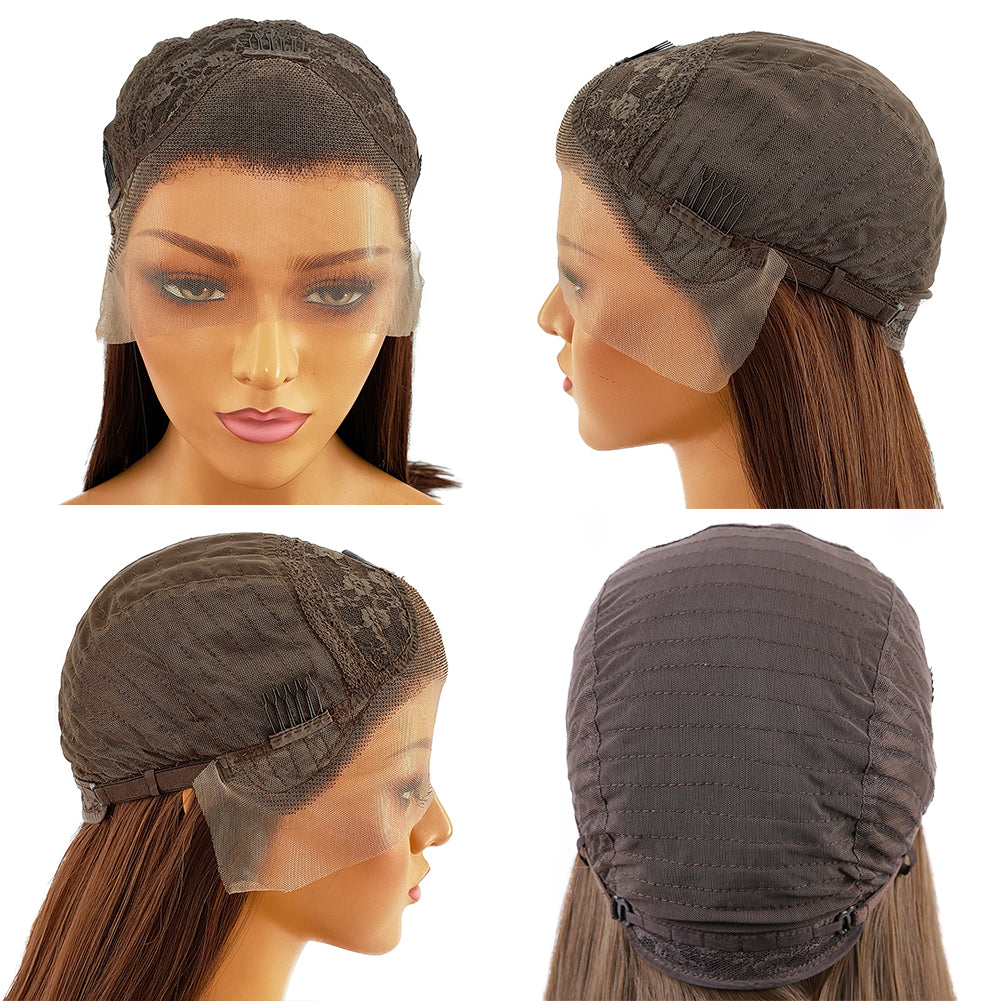 Long Body Wave Wig for Black Women – Middle Part, Brown Highlights