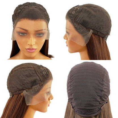 Long Body Wave Wig for Black Women – Middle Part, Brown Highlights
