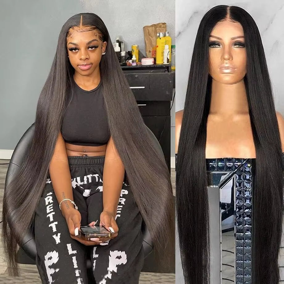 250 Density 13X4 13X6 Transparent Bone Straight 30 40 Inches Lace Front Human Hair Wigs Brazilian Frontal Wigs for Women