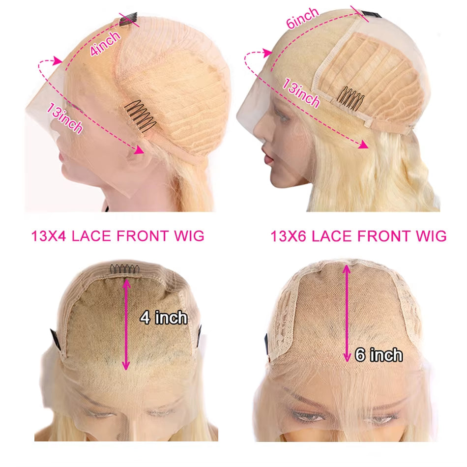 Blonde 613 13X6 Lace Frontal Wigs HD 613 Lace Front Human Hair Wigs for Women 40 Inch Long Straight Human Hair Wigs Can Be Dyed