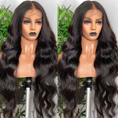 Long Body Wave Wig for Black Women – Middle Part, Brown Highlights