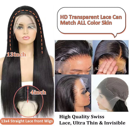 250 Density 13X4 13X6 Transparent Bone Straight 30 40 Inches Lace Front Human Hair Wigs Brazilian Frontal Wigs for Women