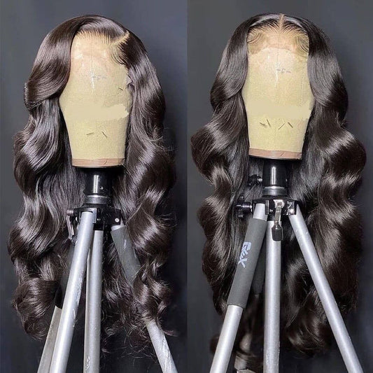 Long Body Wave Wig for Black Women – Middle Part, Brown Highlights