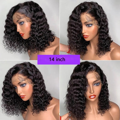 Yoyo Crown 13×4 Curly Human Hair Lace Front Bob Wig