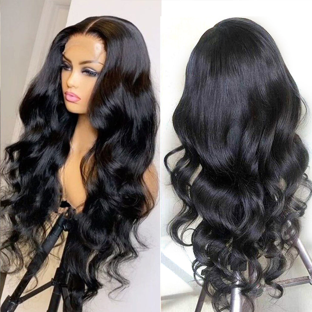 Deep Wave Long Wig with Bangs – Brown & Black, Heat Resistant