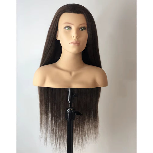 Long Straight Human Hair Dummy Doll Head Manikin Mannequin for Styling Braiding Modeling Training Focused Shoulder Target