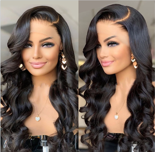 Long Body Wave Wig for Black Women – Middle Part, Brown Highlights