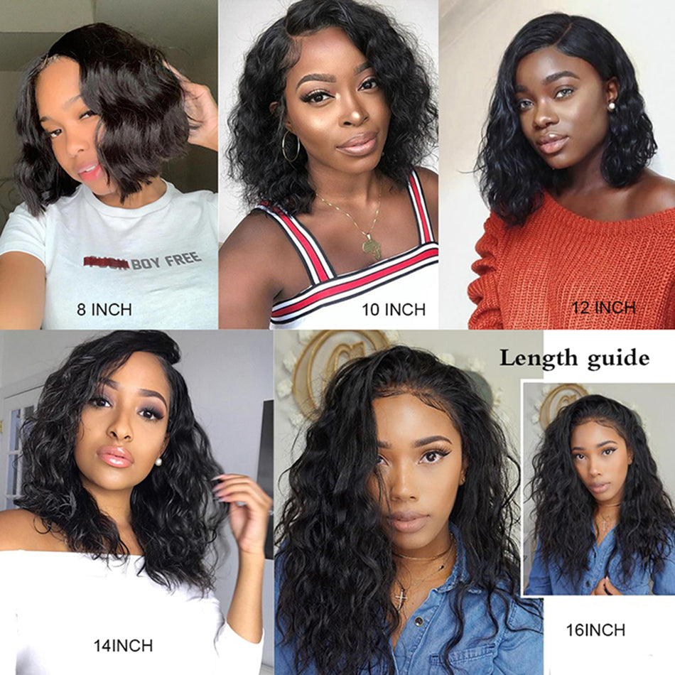 Short Curly Bob Lace Front Wig with Long Bangs