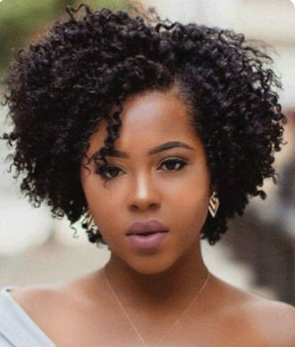 African Small Curly Short Wig – Full Top Coverage