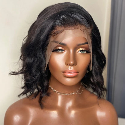 Black Big Wave Short Curly Lace Front Wig