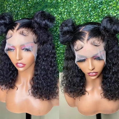 Yoyo Crown 13×4 Curly Human Hair Lace Front Bob Wig