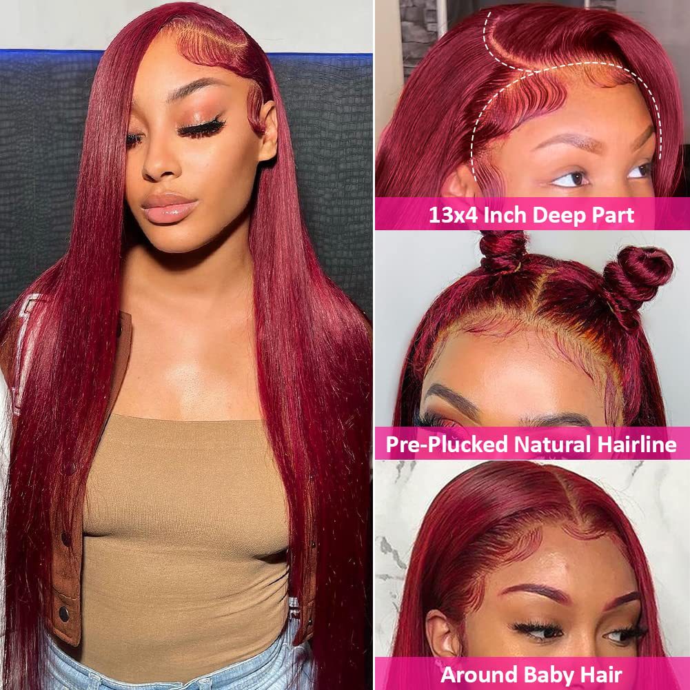 Red Density Straight Human Hair Wigs - Yoyo Crown