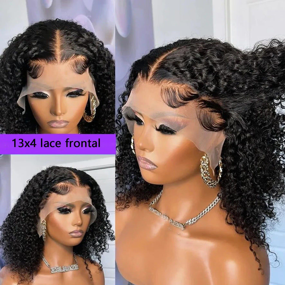 Yoyo Crown 13×4 Curly Human Hair Lace Front Bob Wig