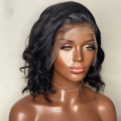 Black Big Wave Short Curly Lace Front Wig
