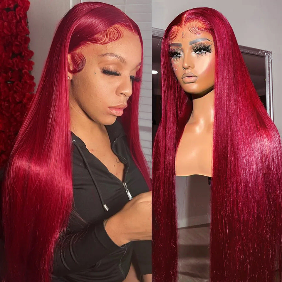 Red Density Straight Human Hair Wigs - Yoyo Crown