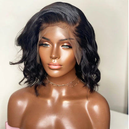 Black Big Wave Short Curly Lace Front Wig