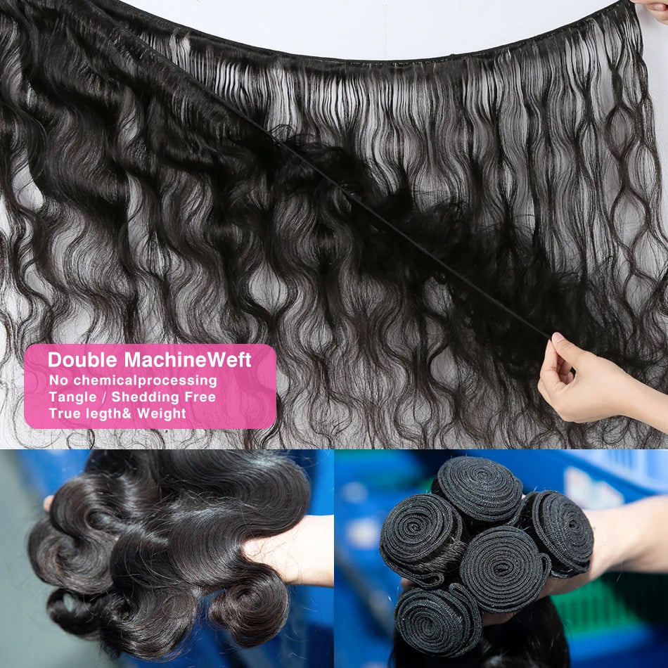 30 40 Inch Body Wave 2 3 4 5 Bundles Brazilian Remy Unprocessed Human Hair Wavy Doule Drawn Bundles Weave Extensions