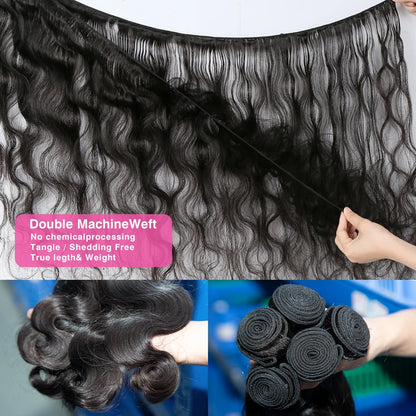 30 40 Inch Body Wave 2 3 4 5 Bundles Brazilian Remy Unprocessed Human Hair Wavy Doule Drawn Bundles Weave Extensions