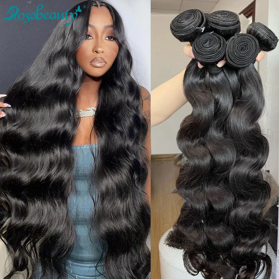 30 40 Inch Body Wave 2 3 4 5 Bundles Brazilian Remy Unprocessed Human Hair Wavy Doule Drawn Bundles Weave Extensions