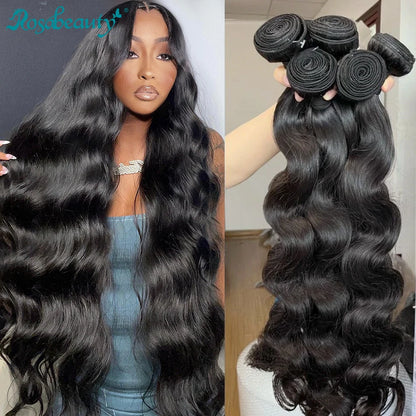 30 40 Inch Body Wave 2 3 4 5 Bundles Brazilian Remy Unprocessed Human Hair Wavy Doule Drawn Bundles Weave Extensions
