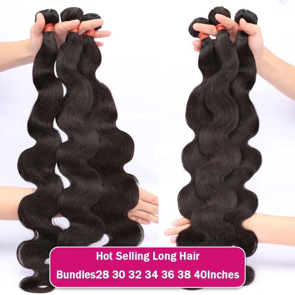 30 40 Inch Body Wave 2 3 4 5 Bundles Brazilian Remy Unprocessed Human Hair Wavy Doule Drawn Bundles Weave Extensions