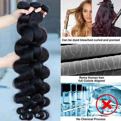 30 40 Inch Body Wave 2 3 4 5 Bundles Brazilian Remy Unprocessed Human Hair Wavy Doule Drawn Bundles Weave Extensions