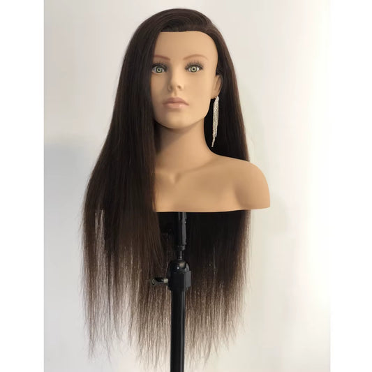 Long Straight Human Hair Dummy Doll Head Manikin Mannequin for Styling Braiding Modeling Training Focused Shoulder Target