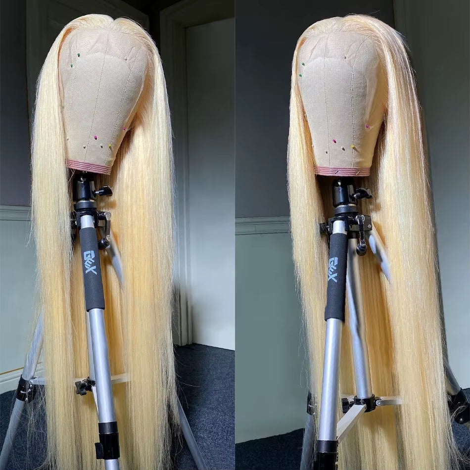 Blonde 613 13X6 Lace Frontal Wigs HD 613 Lace Front Human Hair Wigs for Women 40 Inch Long Straight Human Hair Wigs Can Be Dyed