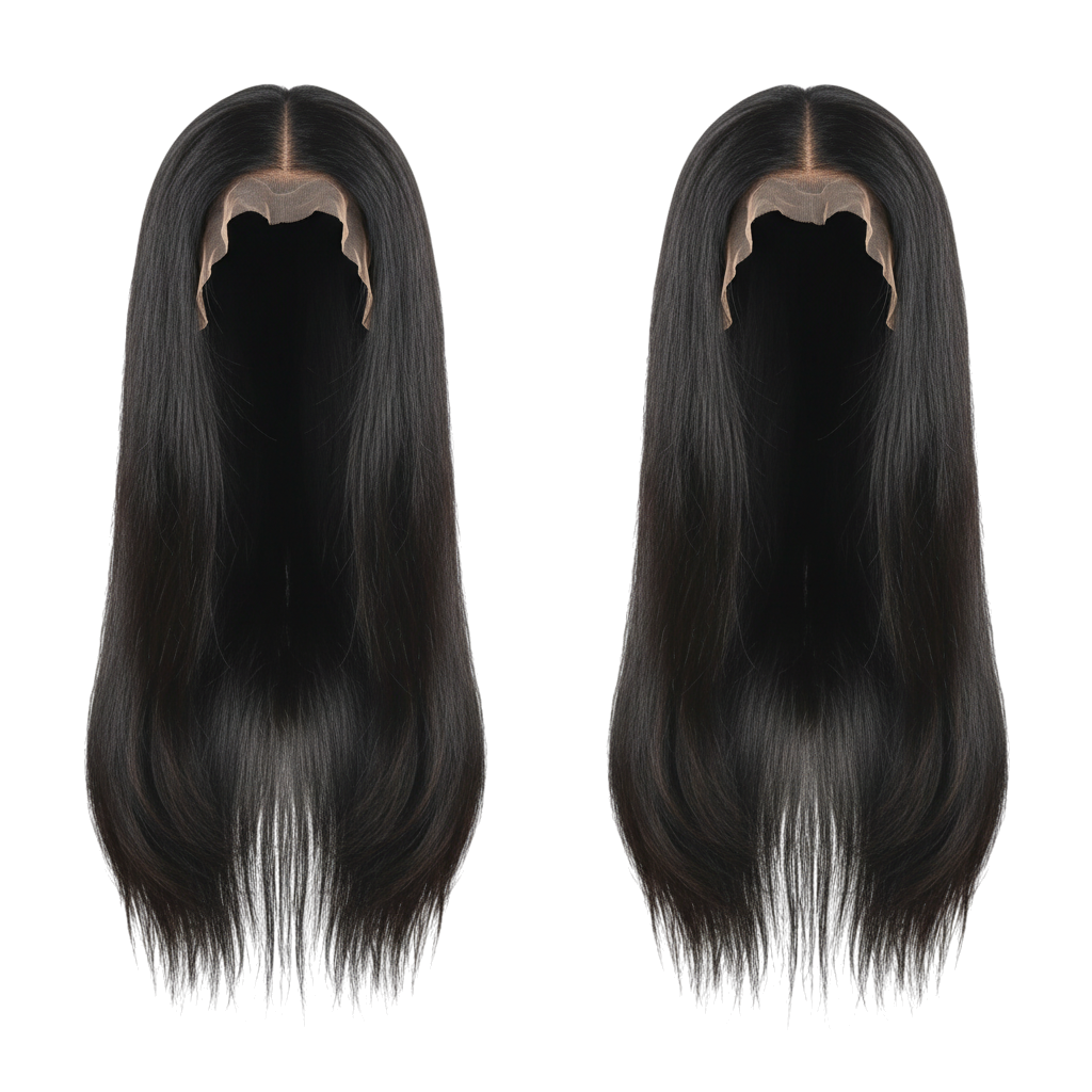 Yoyo Crown 30 inch straight human hair wig with 13x4 transparent lace front in natural 1B black shade