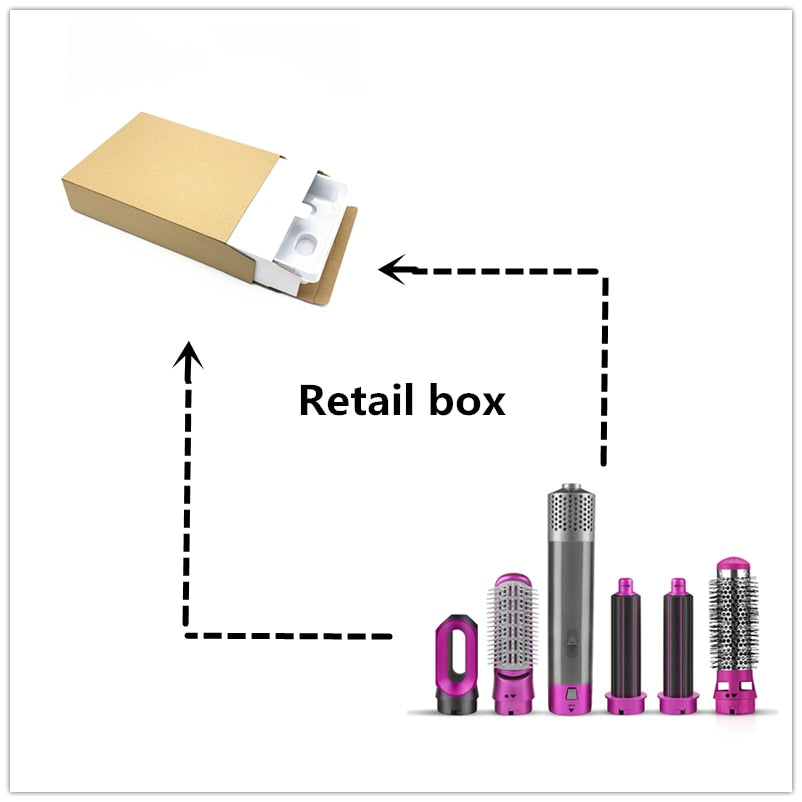 Yoyo Crown 5-in-1 hot-air styling brush set with interchangeable attachments and retail packaging box