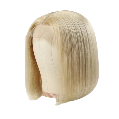 Yoyo Crown 613 blonde straight bob lace front wig on a mannequin head with a natural hairline.
