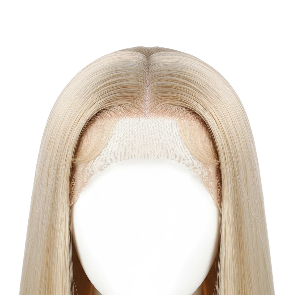 Yoyo Crown 40-inch blonde human hair lace front wig with a natural-looking 13x6 HD lace hairline on a mannequin head.