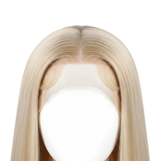 Yoyo Crown 40-inch blonde human hair lace front wig with a natural-looking 13x6 HD lace hairline on a mannequin head.