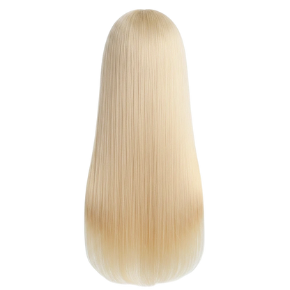 Yoyo Crown 40-inch straight blonde human hair lace front wig with a smooth, silky texture and natural appearance.