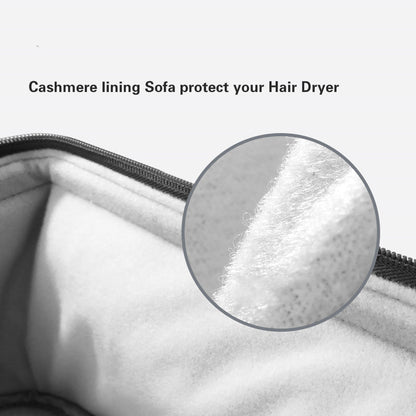 Yoyo Crown hair dryer storage bag featuring a soft grey cashmere-style interior lining for scratch protection