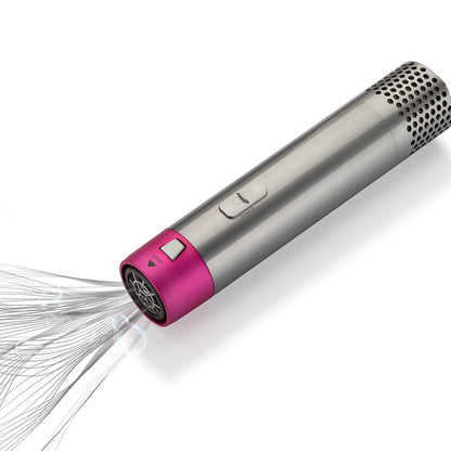 Yoyo Crown 5-in-1 professional hot-air styling brush handle in metallic grey and magenta with airflow effect