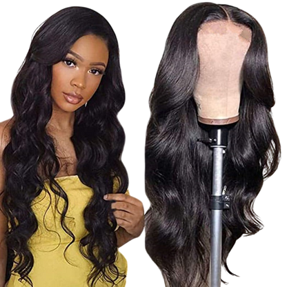 Yoyo Crown long black curly lace wig with voluminous waves worn by a model and displayed on a mannequin head
