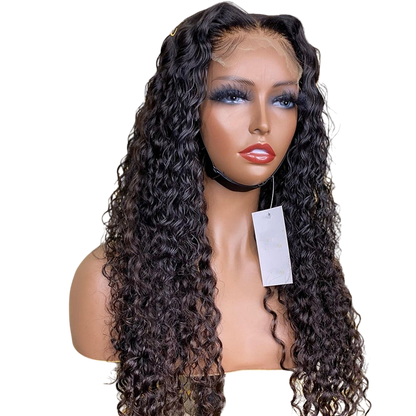 Yoyo Crown long curly lace front human hair wig on a mannequin with a natural-looking hairline and defined curls.