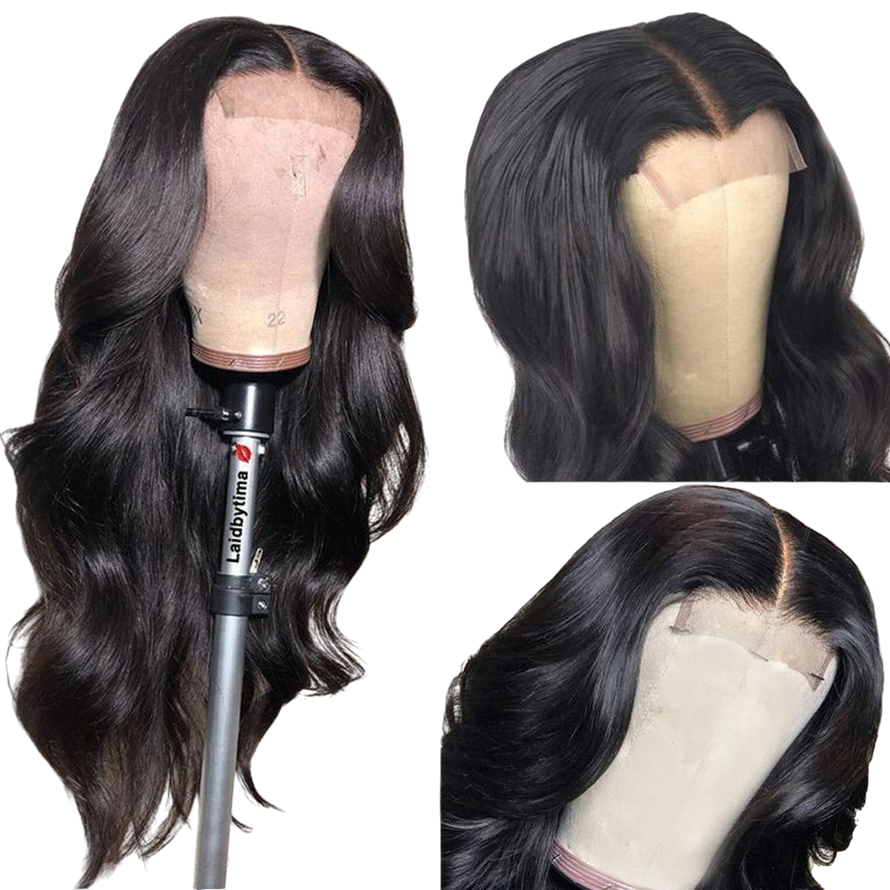 Yoyo Crown long deep wave wig with lace front on a mannequin head, featuring voluminous black and brown wavy hair.