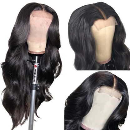 Yoyo Crown long deep wave wig with lace front on a mannequin head, featuring voluminous black and brown wavy hair.
